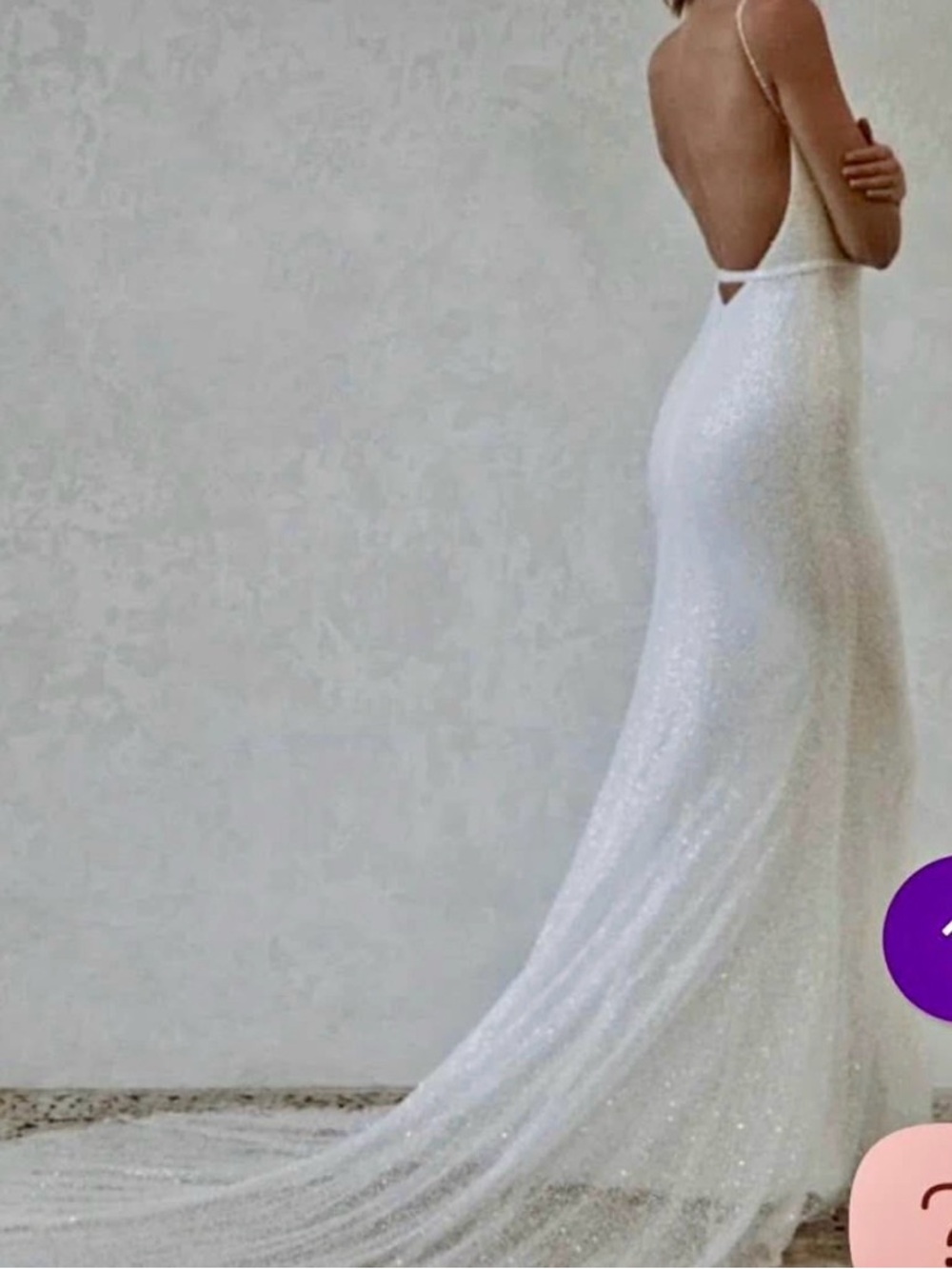 Elegant Lola’s White Sequin Backless wedding Dress